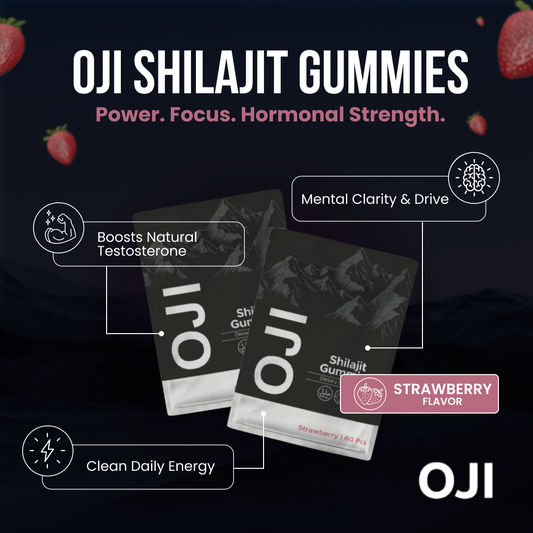 OJI Shilajit Gummies – Original Testosterone & Libido Booster (Strawberry Flavor)