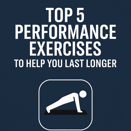 Promotional graphic for OJI with text about top performance exercises on a dark blue background.